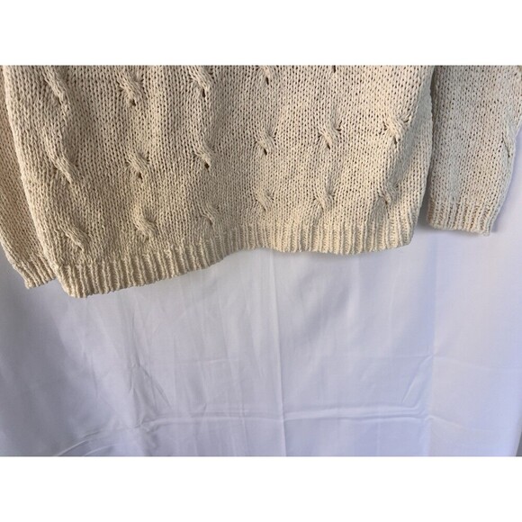 Vince Long Sleeve Cotton Open Knit Pullover Sweater Cream Women's Small Eyelet - Picture 3 of 7